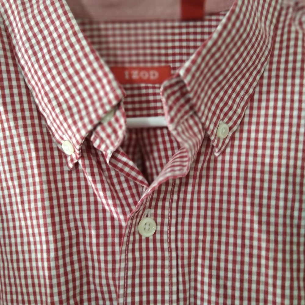 Izod Red and White Casual Button Down Shirt
